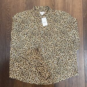 BNWT J.Crew Factory Leopard Modern Button Down, XS
